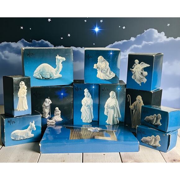 Avon Vintage Nativity Collectibles 14 Pc Orig Boxes Flying Angel Stable READ - Picture 1 of 16